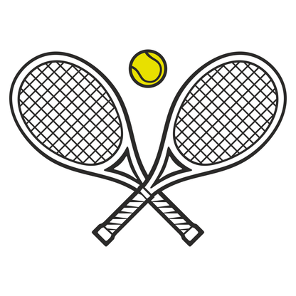 Crossed tennis rackets and a yellow ball for creative designs