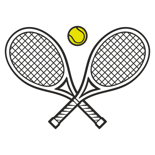 Crossed tennis rackets and a yellow ball for creative designs