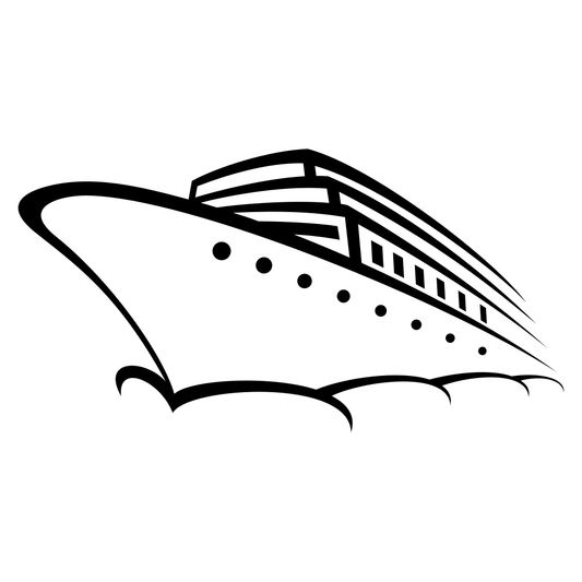 Stylized cruise ship design for cutting machines