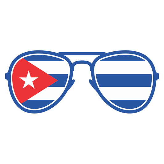 Design featuring Cuba flag in stylish sunglasses graphic