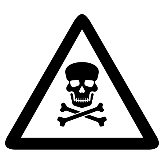 Skull and crossbones danger sign for cutting machine design