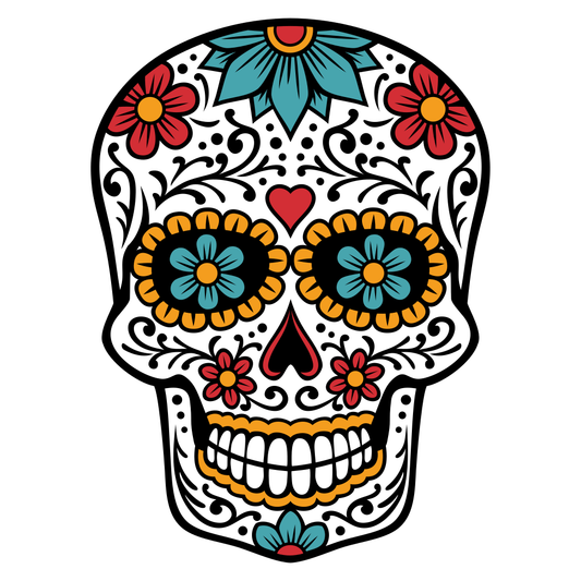 Colorful Day of the Dead skull design for crafting