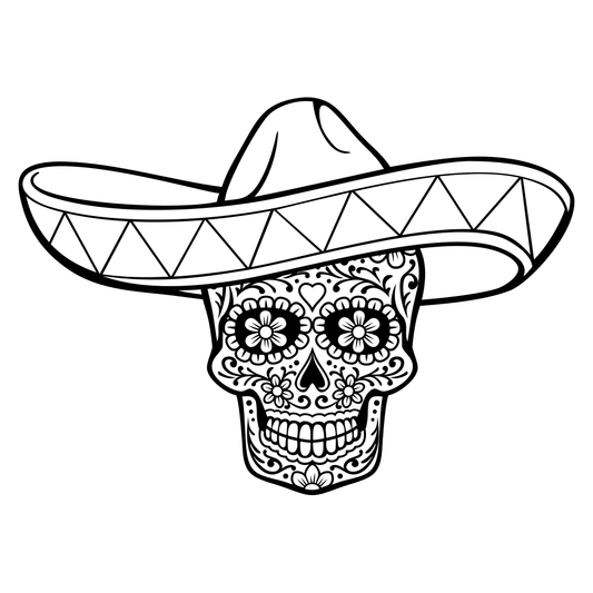 Creative Day of the Dead skull design with sombrero