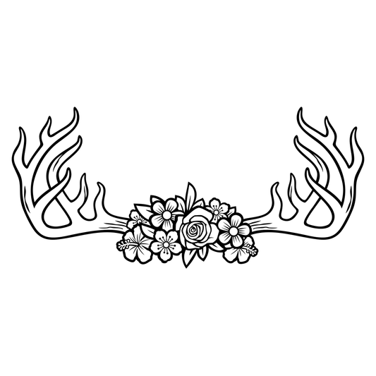 Intricate deer antlers adorned with flowers design for crafting