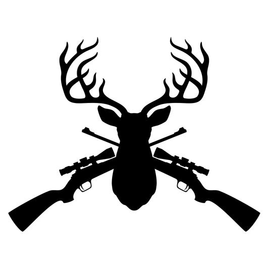 Stunning vector design of a deer head with crossed rifles