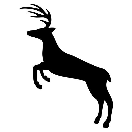 Elegant deer leaps gracefully in a forest backdrop