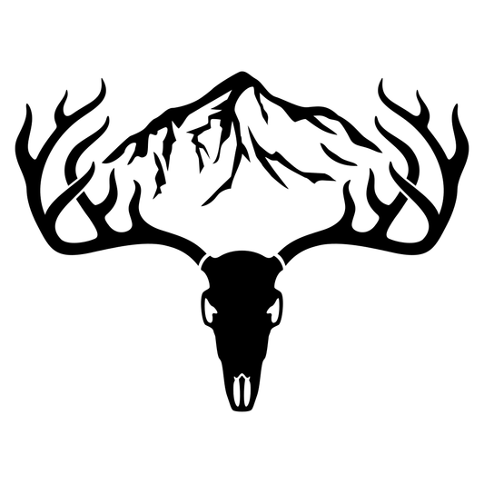 Unique deer skull and mountain design for creative projects