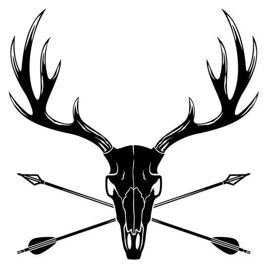 Layered deer skull adorned with crossed arrows design for cutting machines