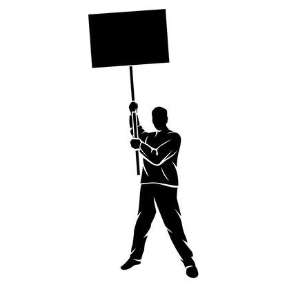 Demonstrator with a banner at an awareness event