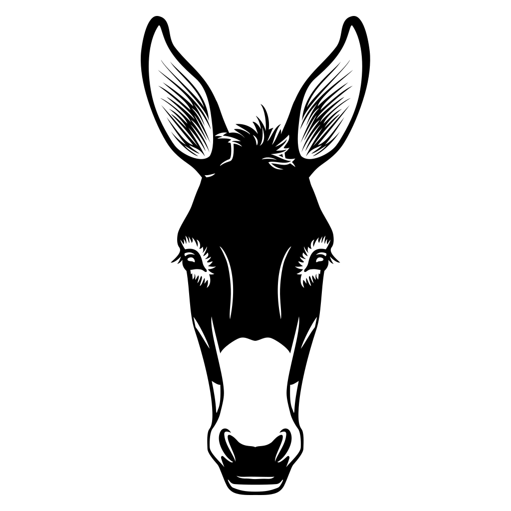 Stylish black and white donkey design for cutting machines
