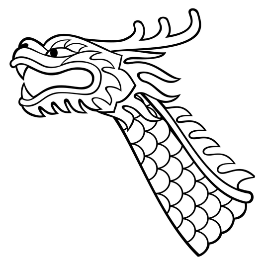 Intricate black and white dragon design for cutting machines