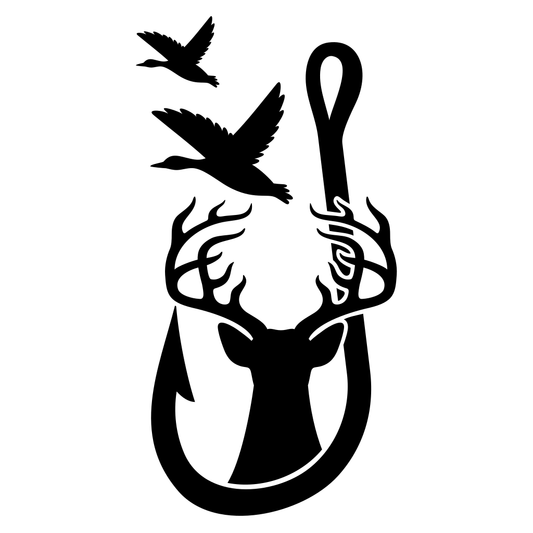Unique vector design featuring duck, deer, and hook for crafting