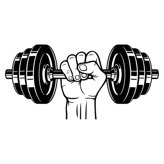 Challenging strength with a black and white dumbbell design