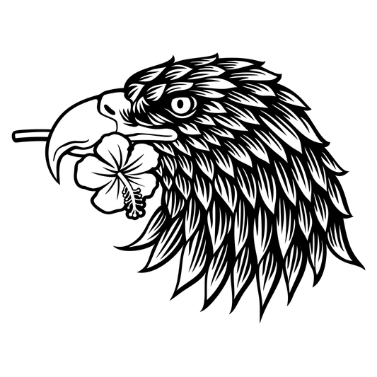 Vibrant eagle head design with floral detail for crafts