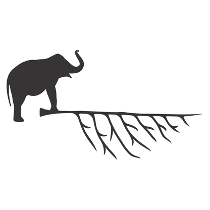 Elephant silhouette on a branch for cutting machines
