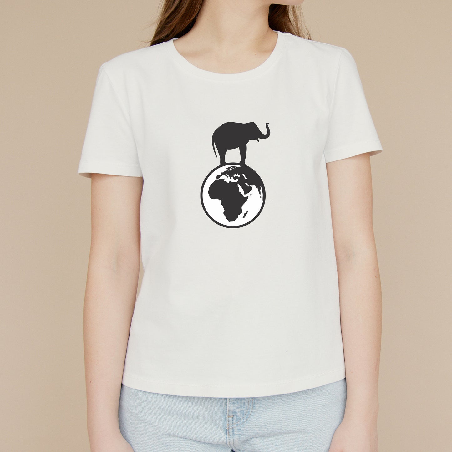 Elegant elephant standing on the globe, symbolizing unity