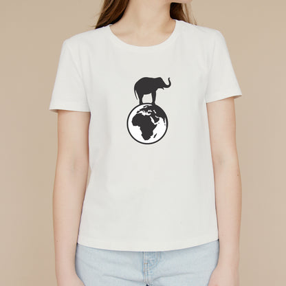 Elegant elephant standing on the globe, symbolizing unity