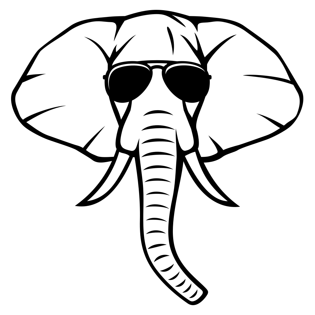 Elephant head design wearing aviator sunglasses for crafts
