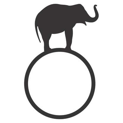 Creative elephant silhouette standing on a circular base