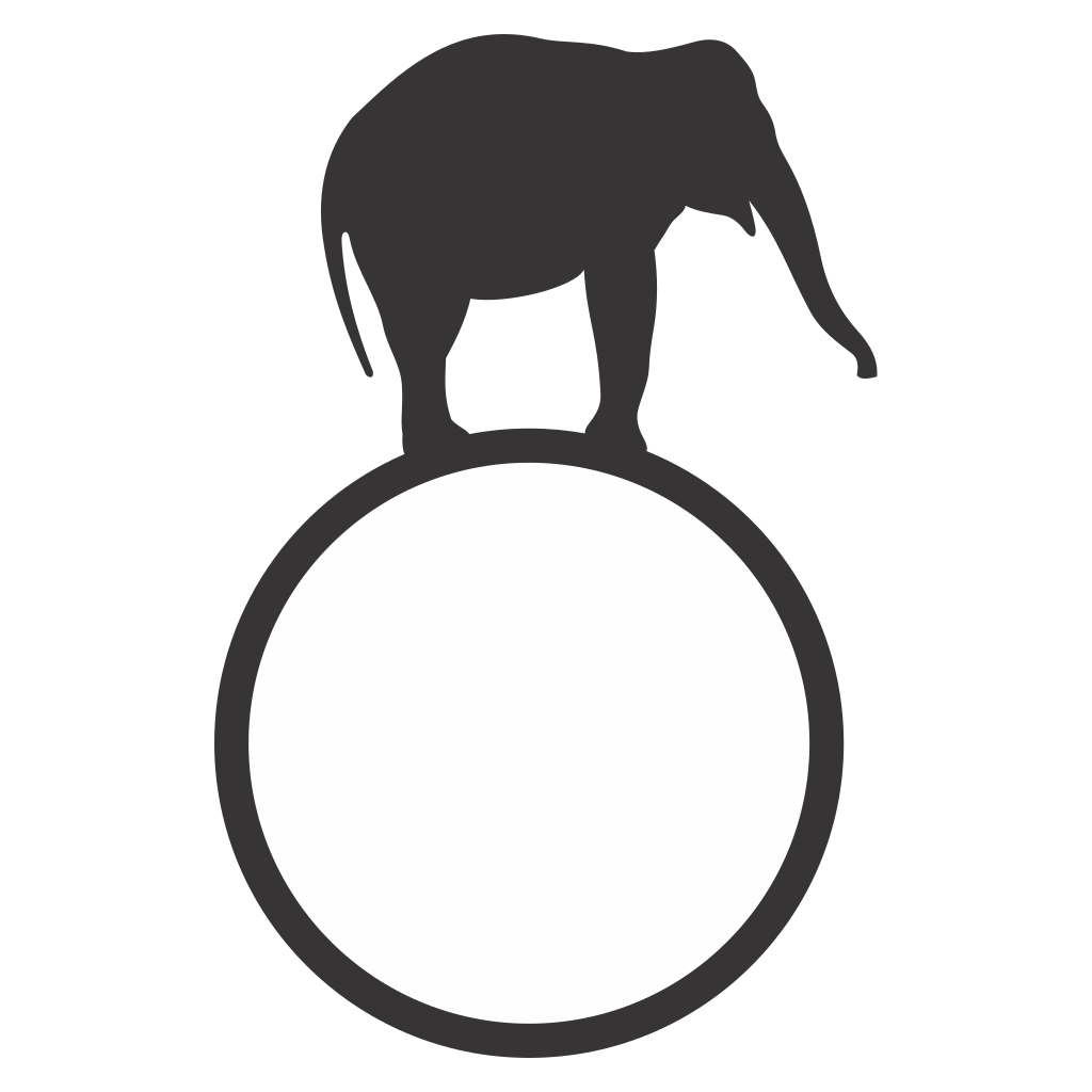 Elephant balancing on a circular hoop for creative projects