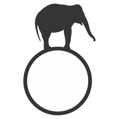 Elephant balancing on a circular hoop for creative projects