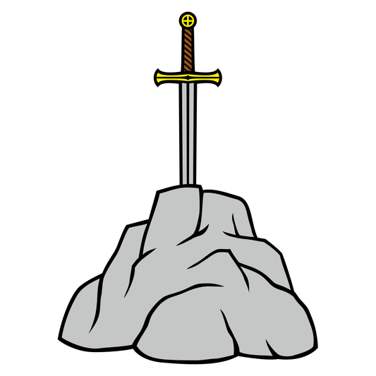 Excalibur sword embedded in stone for crafting projects