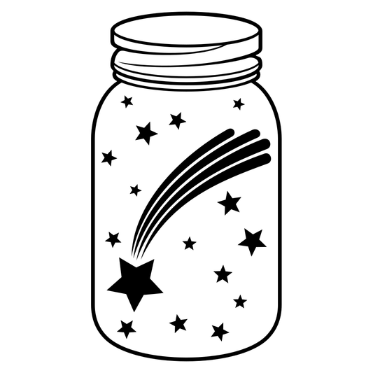 Shooting stars captured in a whimsical jar design