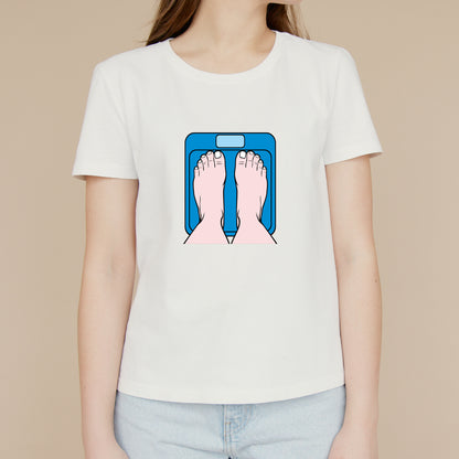Vector design of feet standing on a bathroom scale for crafts
