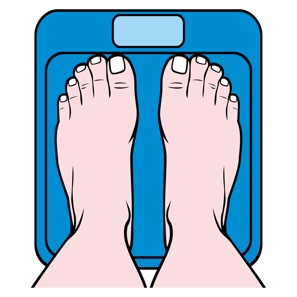 Vector design of feet standing on a bathroom scale for crafts