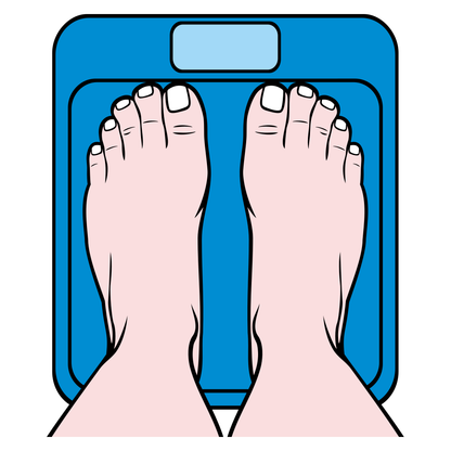 Vector design of feet standing on a bathroom scale for crafts