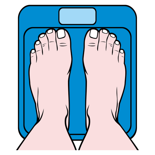 Vector design of feet standing on a bathroom scale for crafts