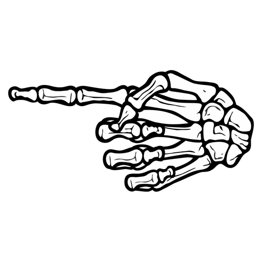 Vector design of a pointing skeletal hand for crafts
