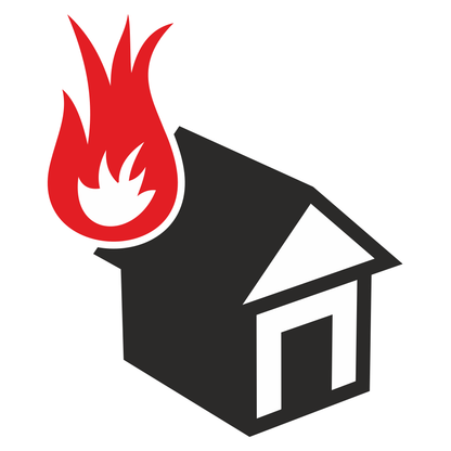 Creative vector design of fire above a house silhouette