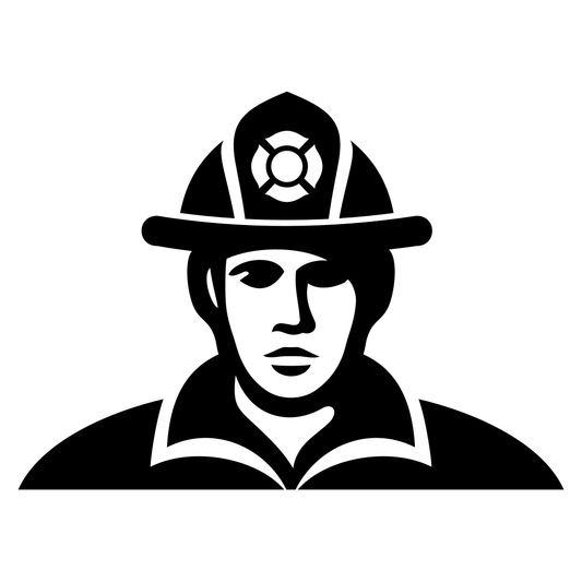 Bold firefighter character silhouette design for cutting machine