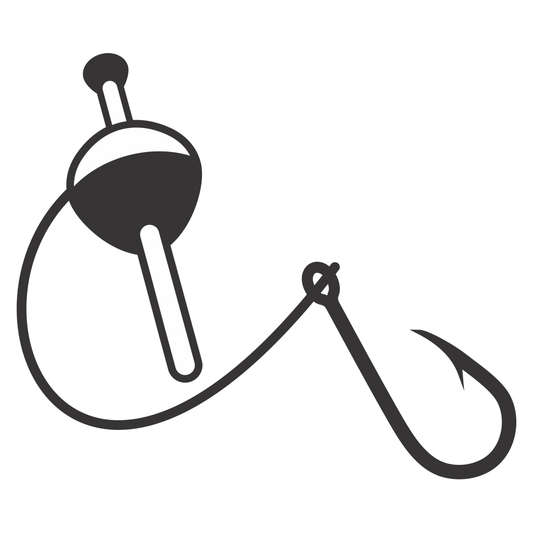 Creative vector design of fishing bobber and hook for crafts