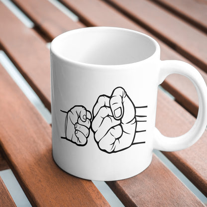 Fist bump between adult and child in creative design