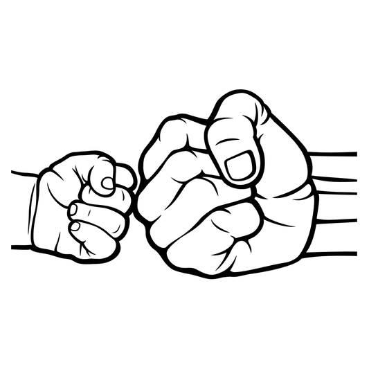 Fist bump between adult and child in creative design