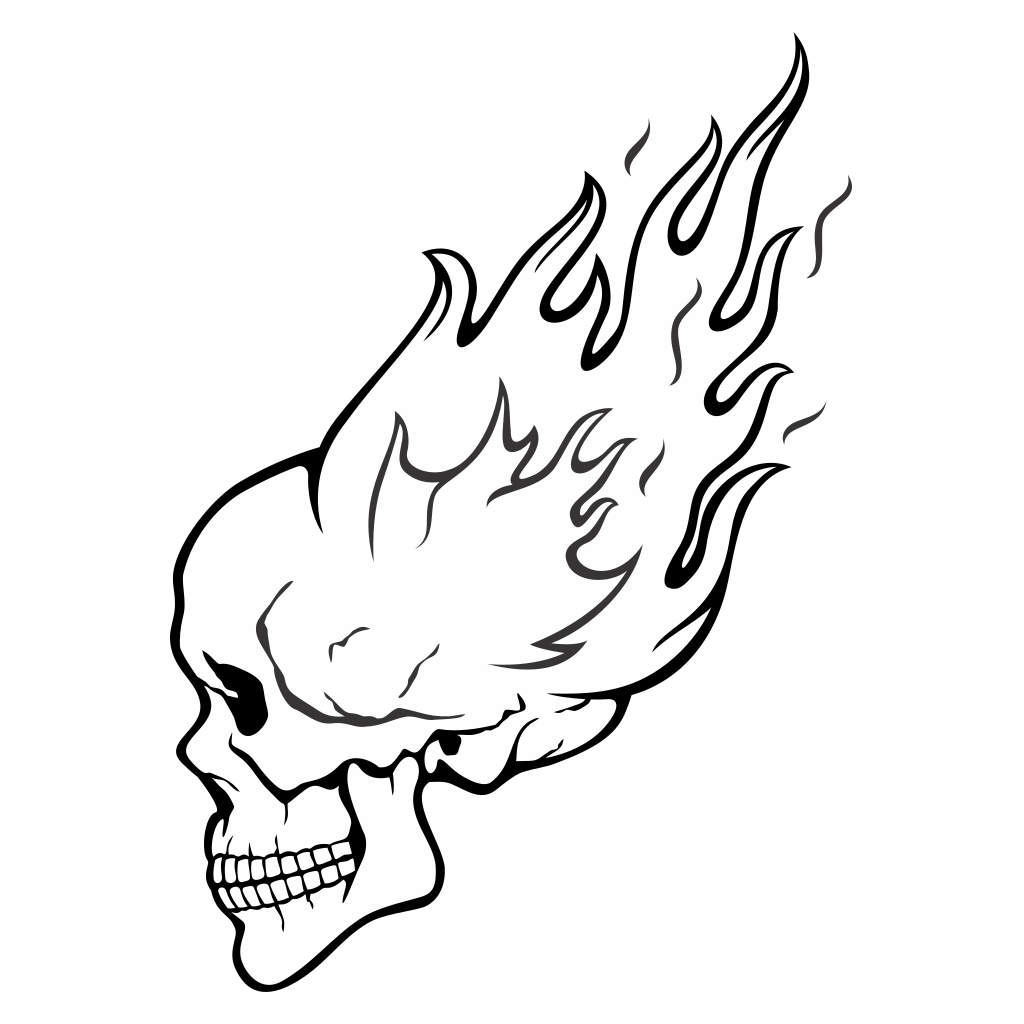 Flaming skull vector design for cutting machines