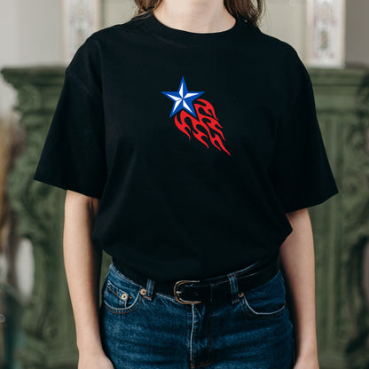 Bold star design with flame accents for crafting projects