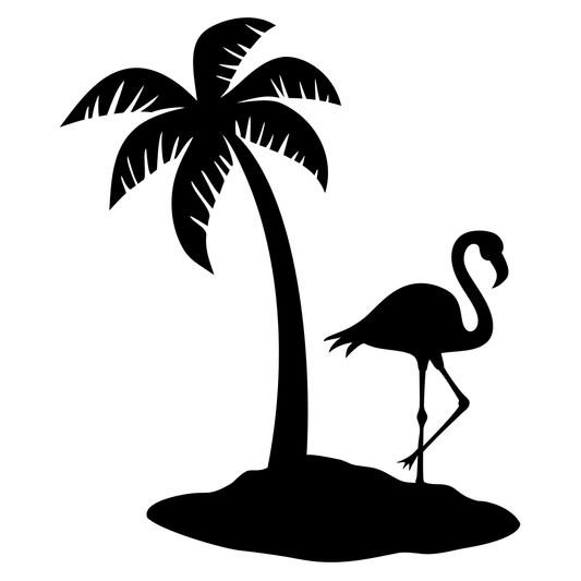 Vivid flamingo and palm tree vector for crafts