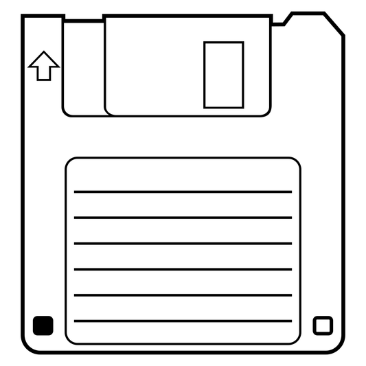 Creative black and white vector design of a floppy disk