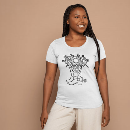 Floral design in rustic cowboy boots perfect for crafting projects