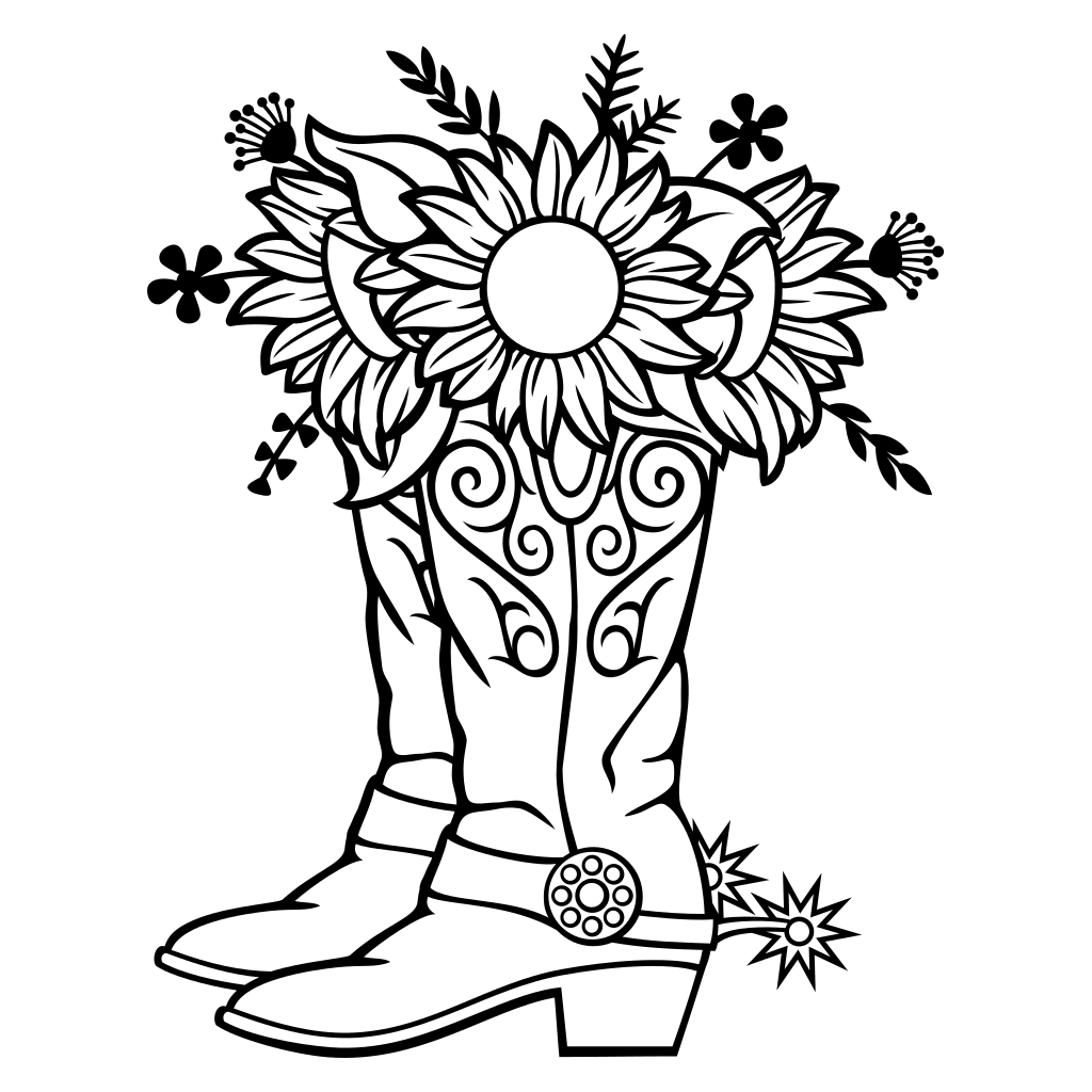 Floral design in rustic cowboy boots perfect for crafting projects