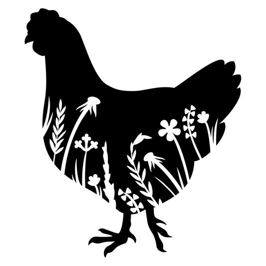 Floral chicken silhouette for creative cutting projects