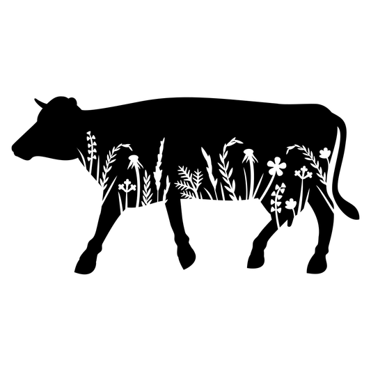 Floral silhouette of a cow for creative cutting projects
