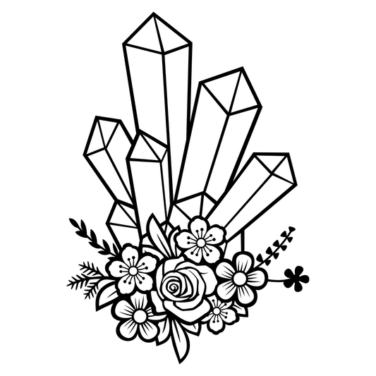 Floral design featuring black crystals for cutting machines