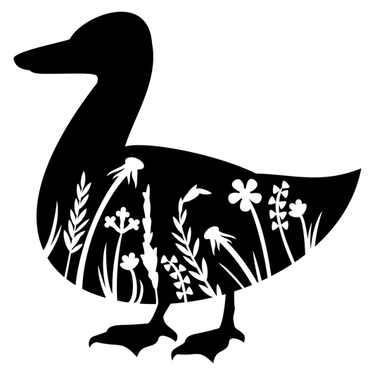 Floral design of a goose silhouette for crafting projects
