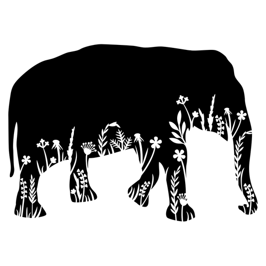 Floral elephant silhouette for creative cutting projects