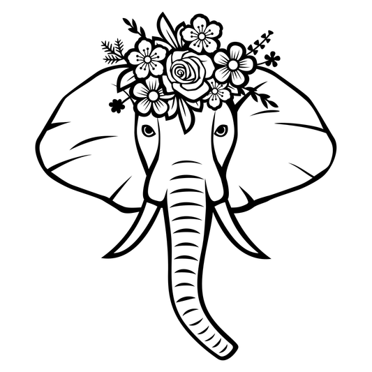 Floral elephant design for creative cutting projects