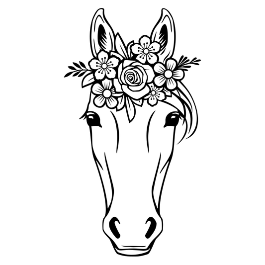 Floral elegance with a serene horse design for creative projects